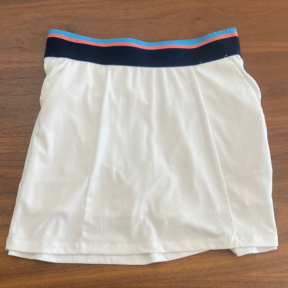 White Skirt with Striped Waistband